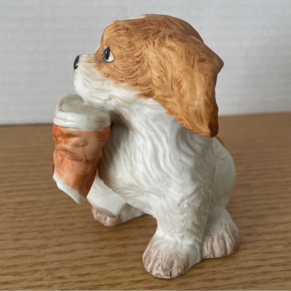 Vtg Homco Porcelain Puppy Figurine #1405 Cavalier Cocker Spaniel Playful w Shoe - Picture 4 of 8
